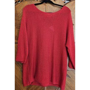 Chico's Red Size2 Tstrap Back Detail Long Sleeve Lightweight Sweater
